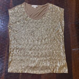 Michael Kors Gold Sequin Sleeveless Top